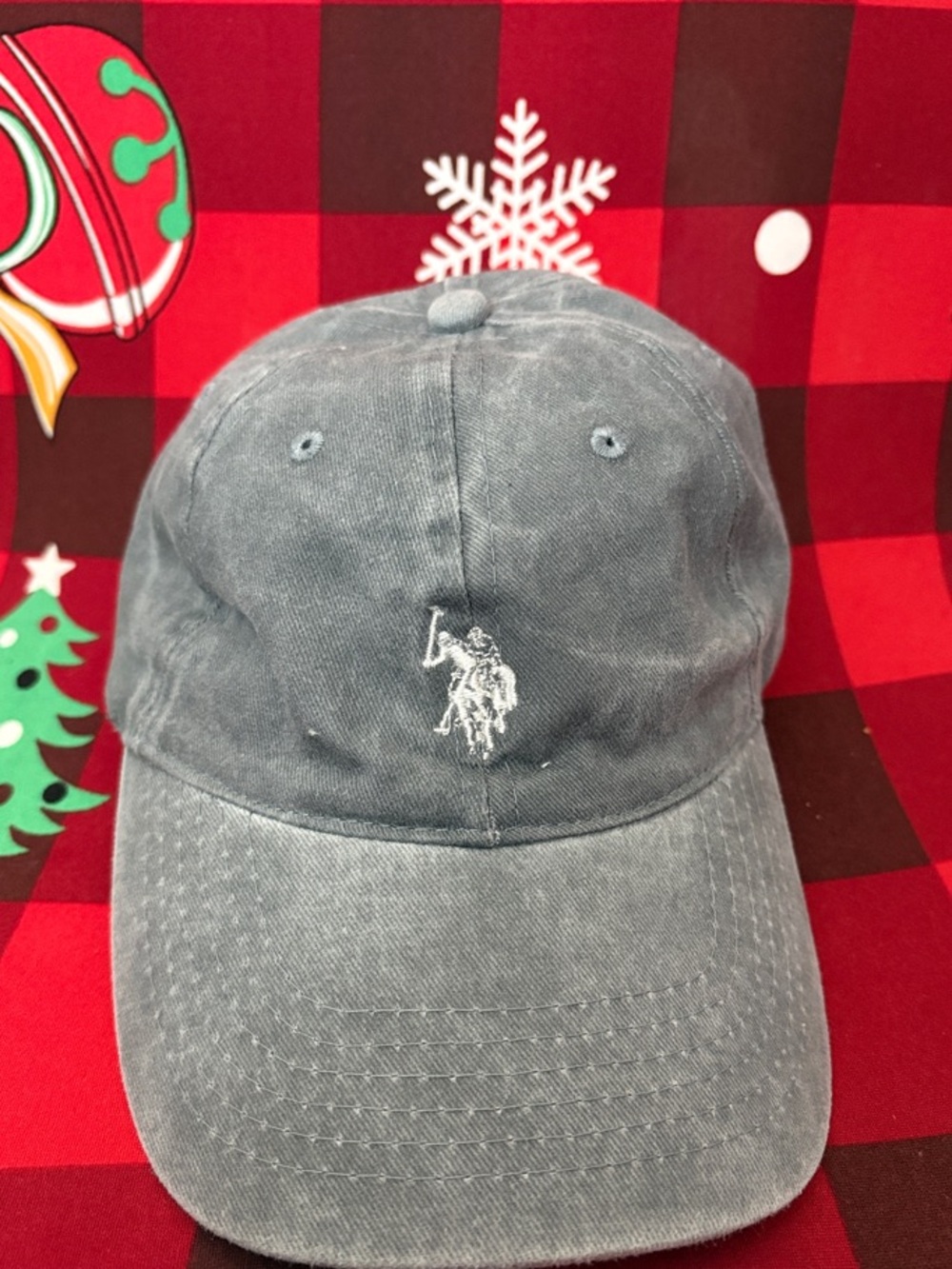 2 US Polo Assn. Distress Strapback Hat Gray and Brown